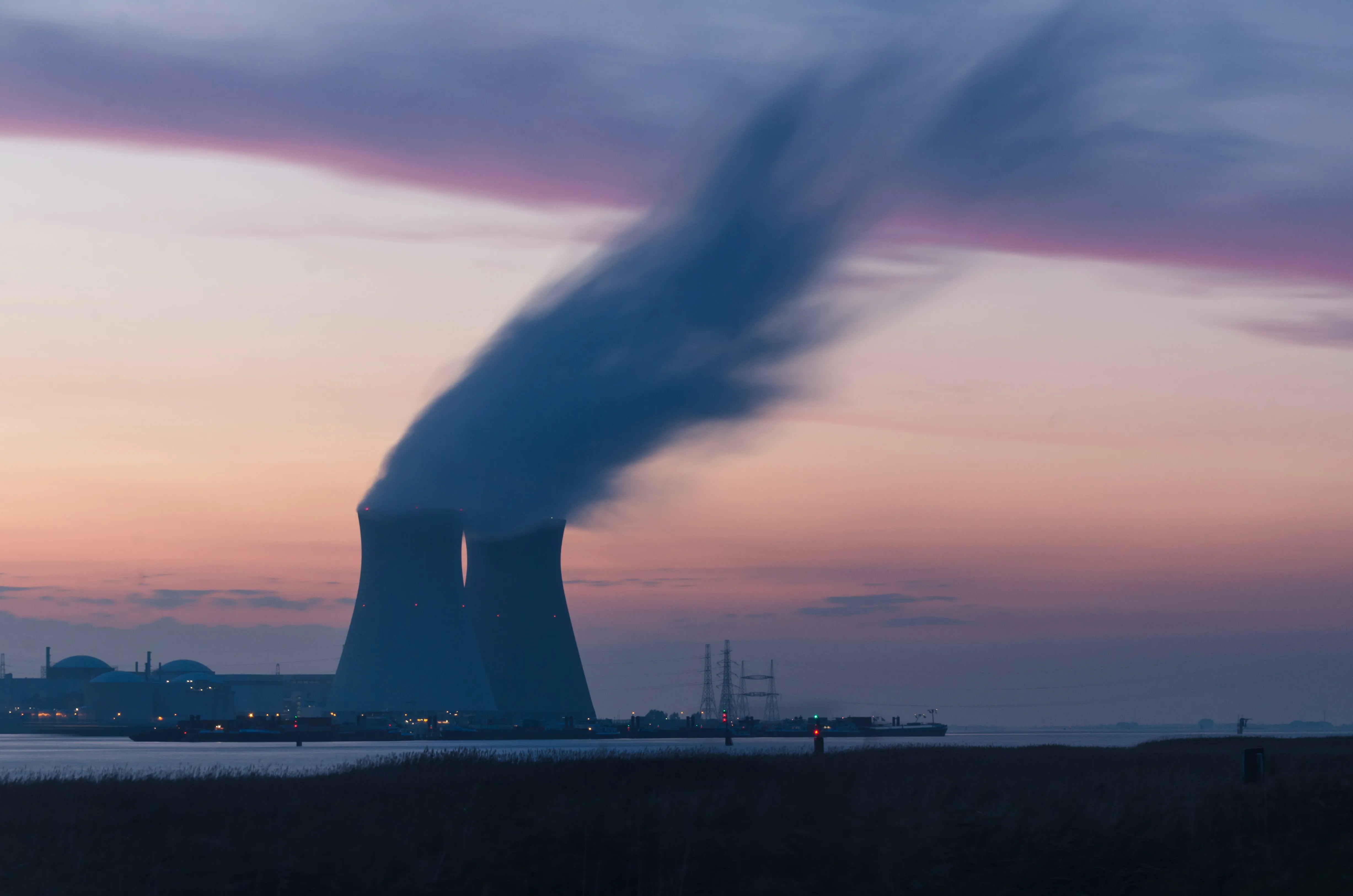 A front view of a nuclear plant