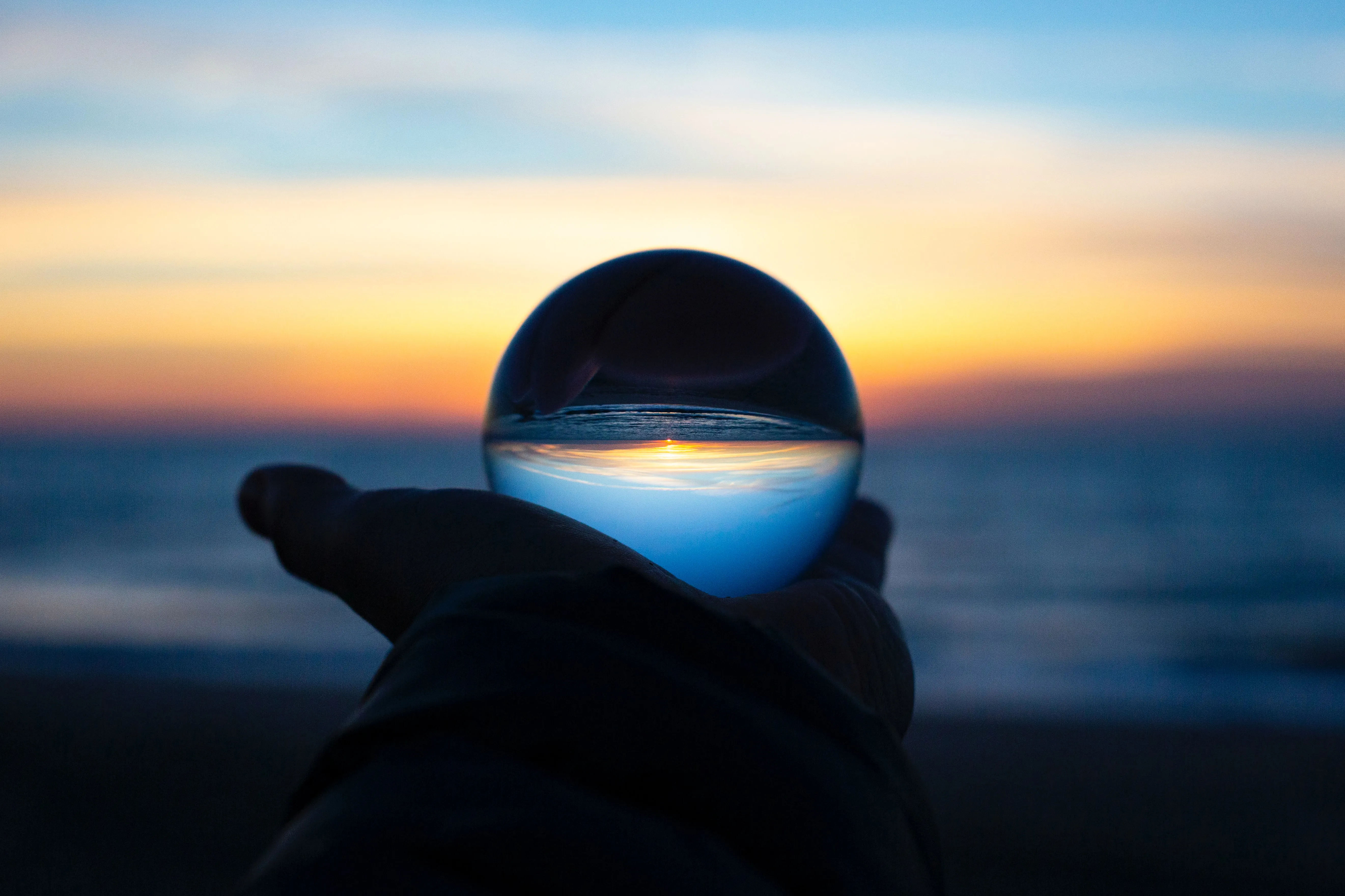 A glass bowl distorting the horizon